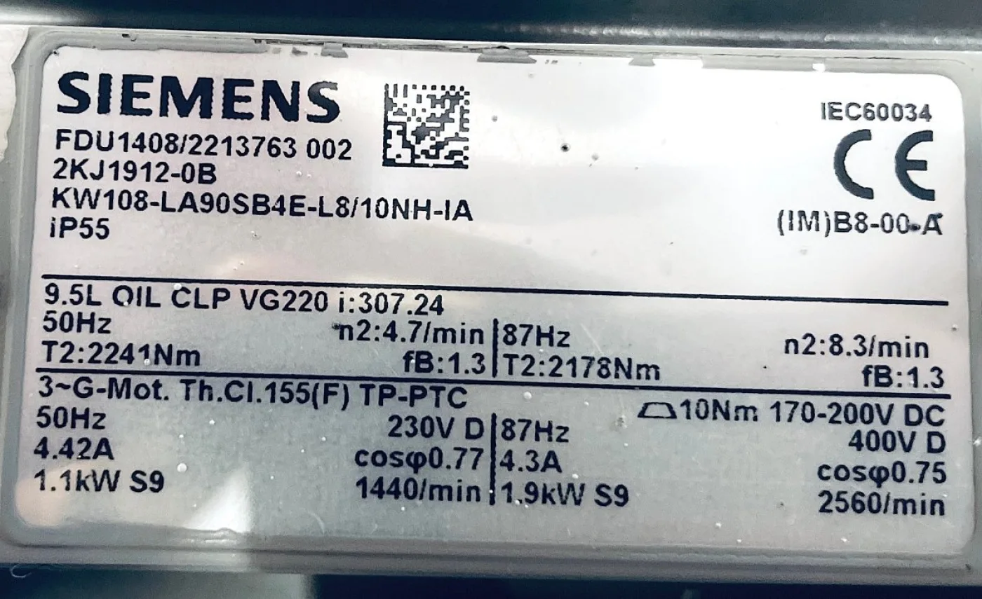 Siemens Getriebemotor FDU1408/2213763 002 - 6