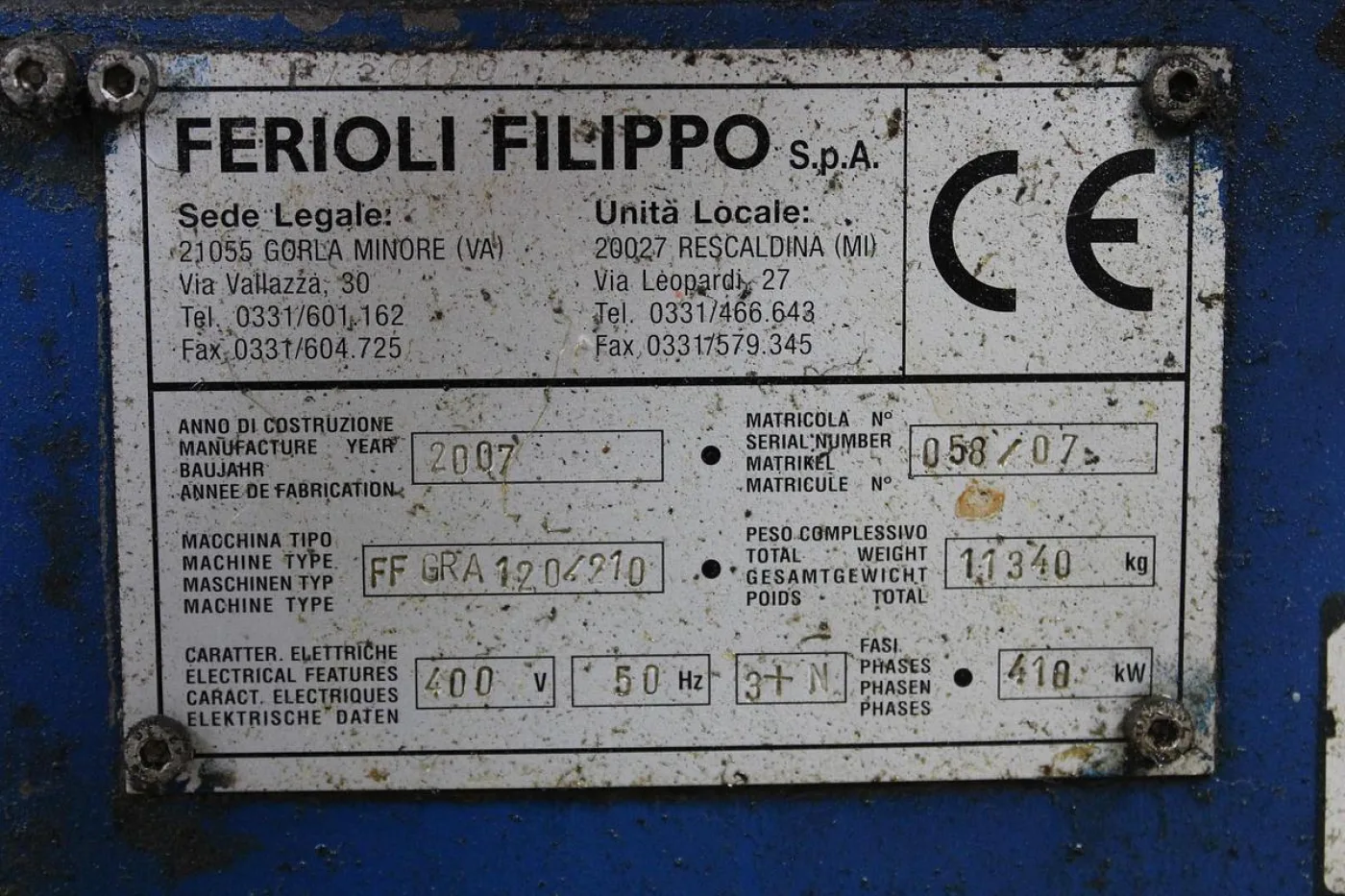 2007 FILIPPO FERIOLI SPA FF GR120/210 RI0048 - 7