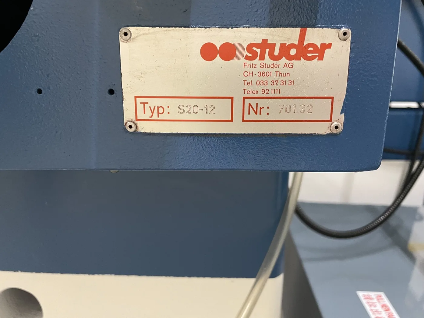 RECTIFIEUSE CYLINDRIQUE “STUDER” TYPE S-20 12 - 7