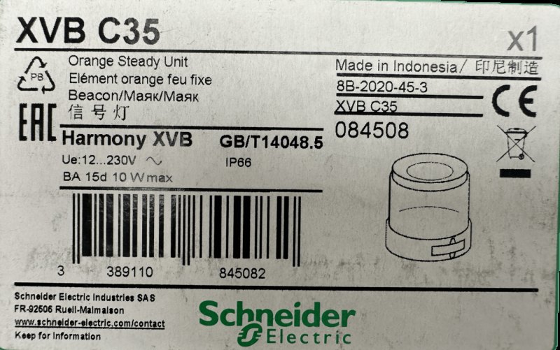 Schneider Elektric XVBC35 Leuchtelement, Dauerlicht, orange