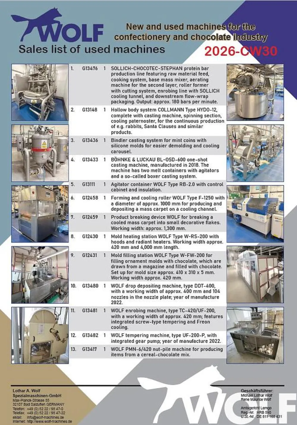 Gebrauchtmaschinen Liste