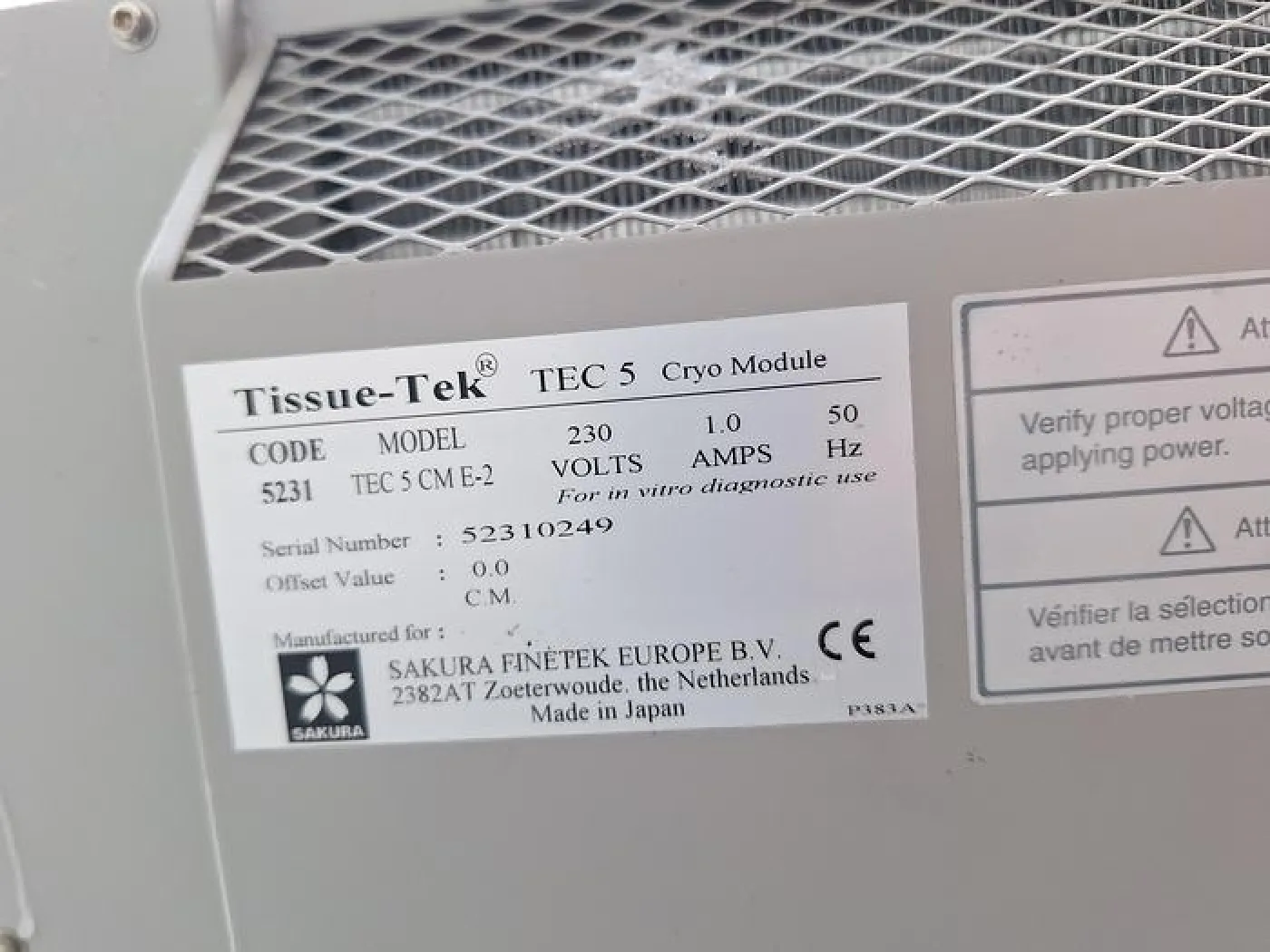 Sakura Tissue-Tek TEC 5 CM E-2 Cold Plate - 5