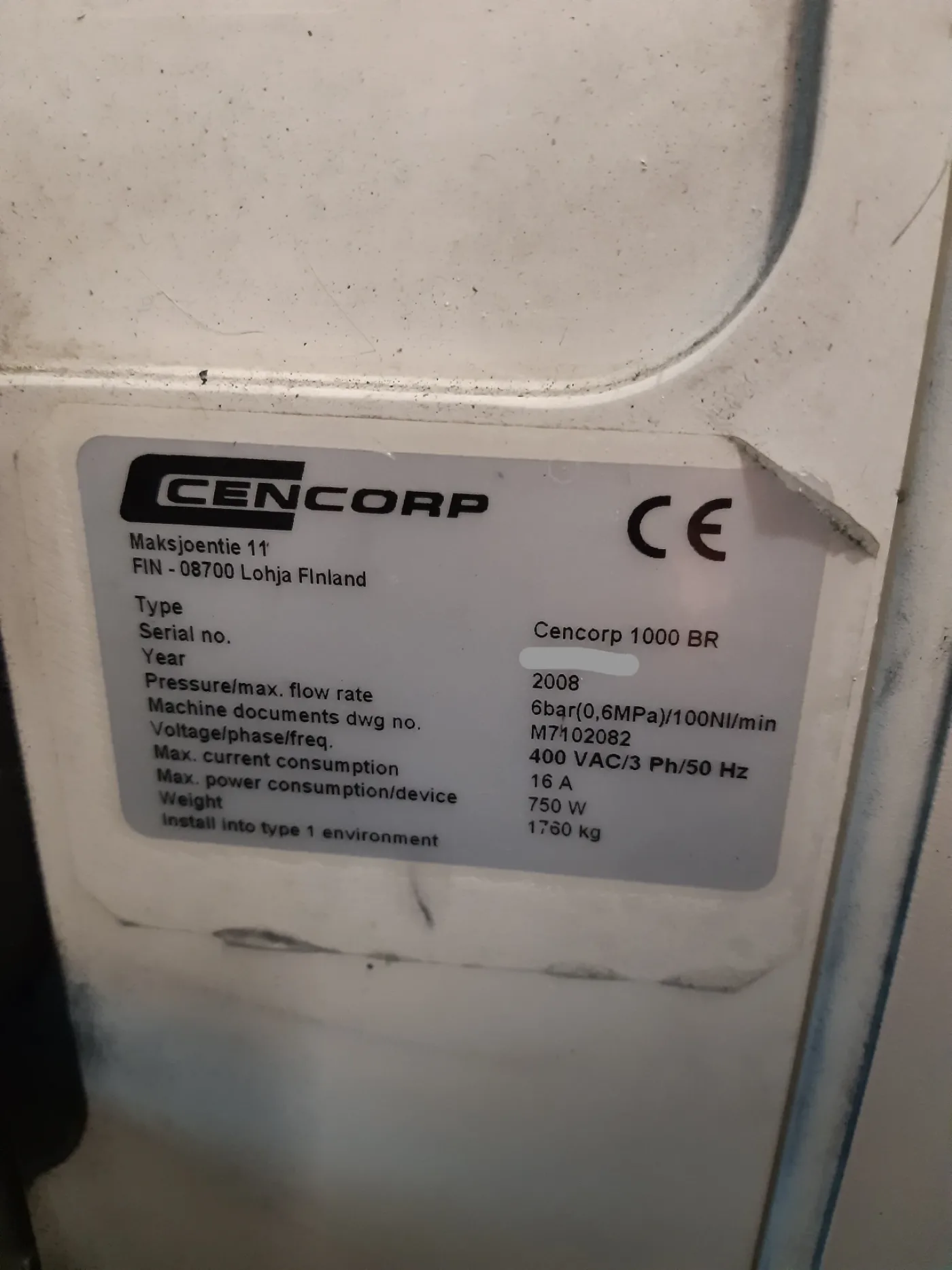 Cencorp BR1000, vintage 2008, Europe - 2