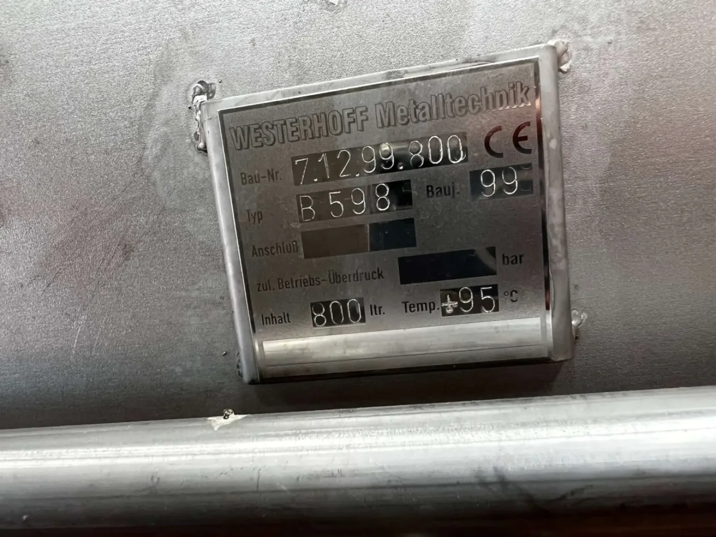 USED WESTERHOFF METALLTECHNIK STAINLESS STEEL BELT MIXER 800 LITERS - 2