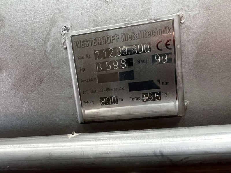 USED WESTERHOFF METALLTECHNIK STAINLESS STEEL BELT MIXER 800 LITERS