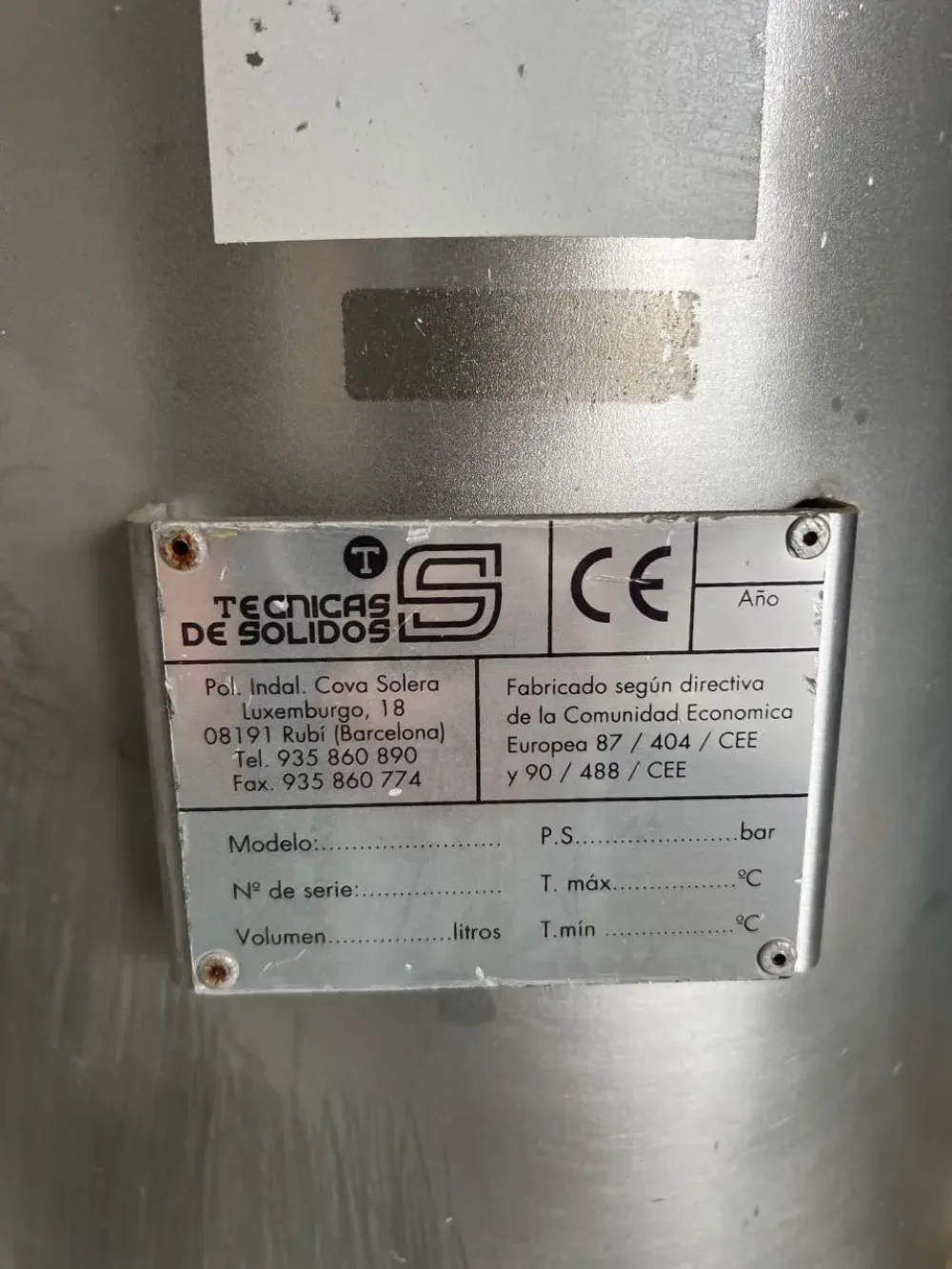 USED STAINLESS STEEL PTS SOLIDS TECHNIQUE FILTER