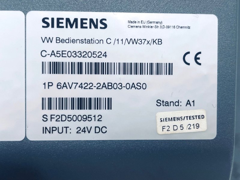Siemens VW Bedienstation 6AV7422-2BA03-0AS0 C SIMATIC MP 377