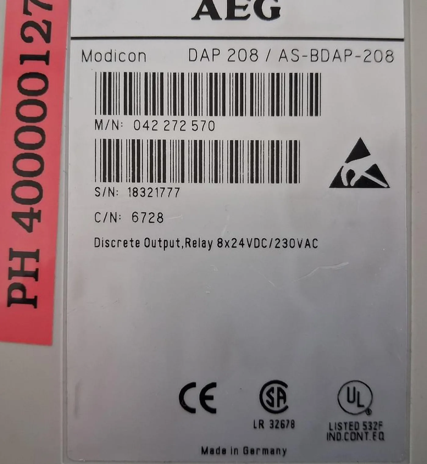 AEG Modicon DAP 208 / AS-BDAP-208 Digital Output Module - 8