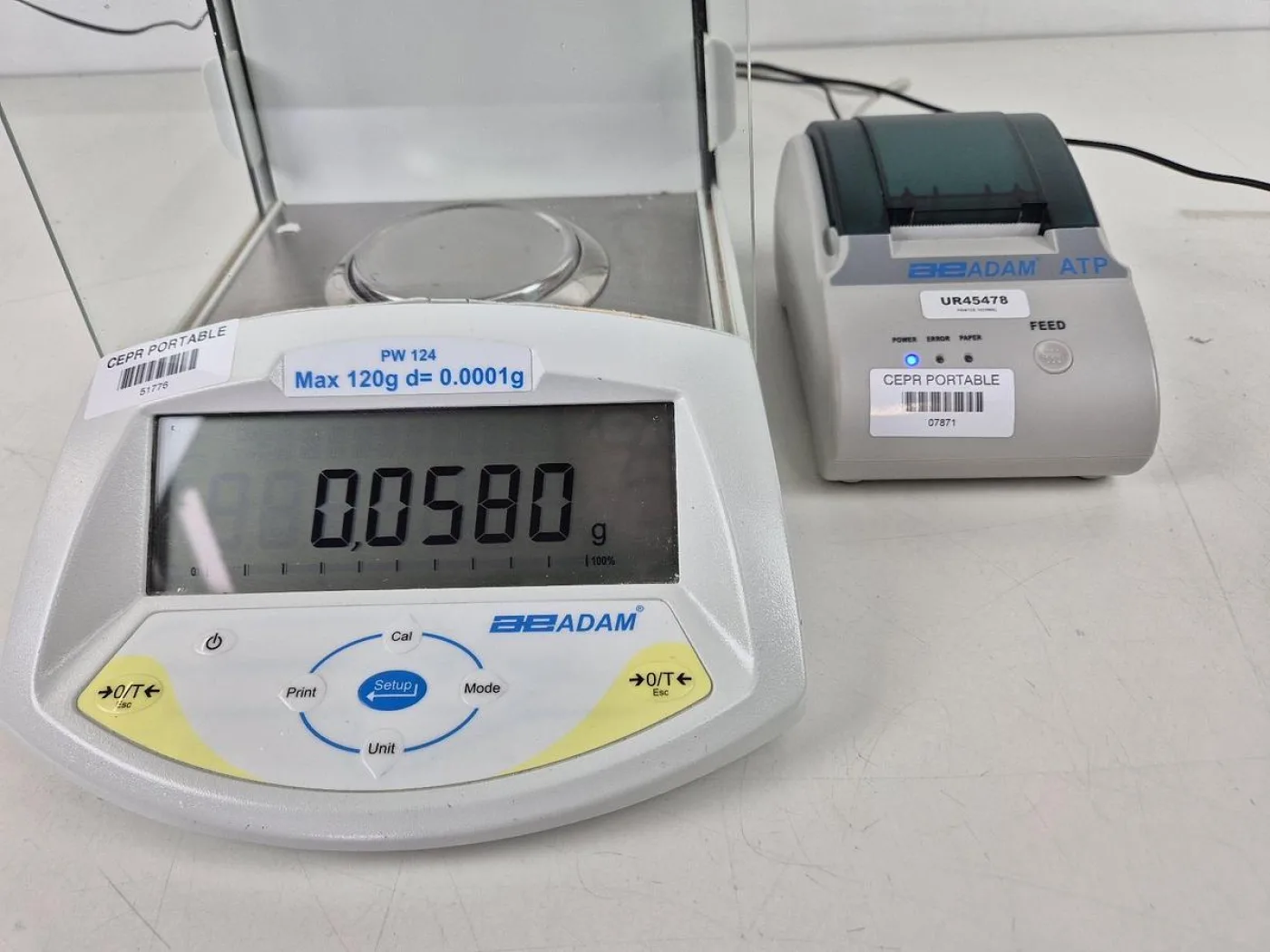 Adam Solent PW124 Analytical Balance + ATP Printer - 2
