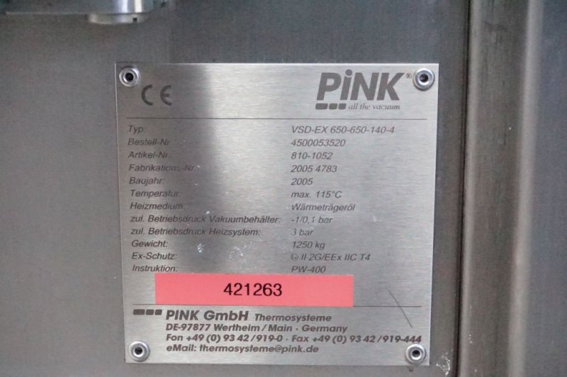 Pink Wertheim VSD-EX-650-650-140-4 - Tray dryer