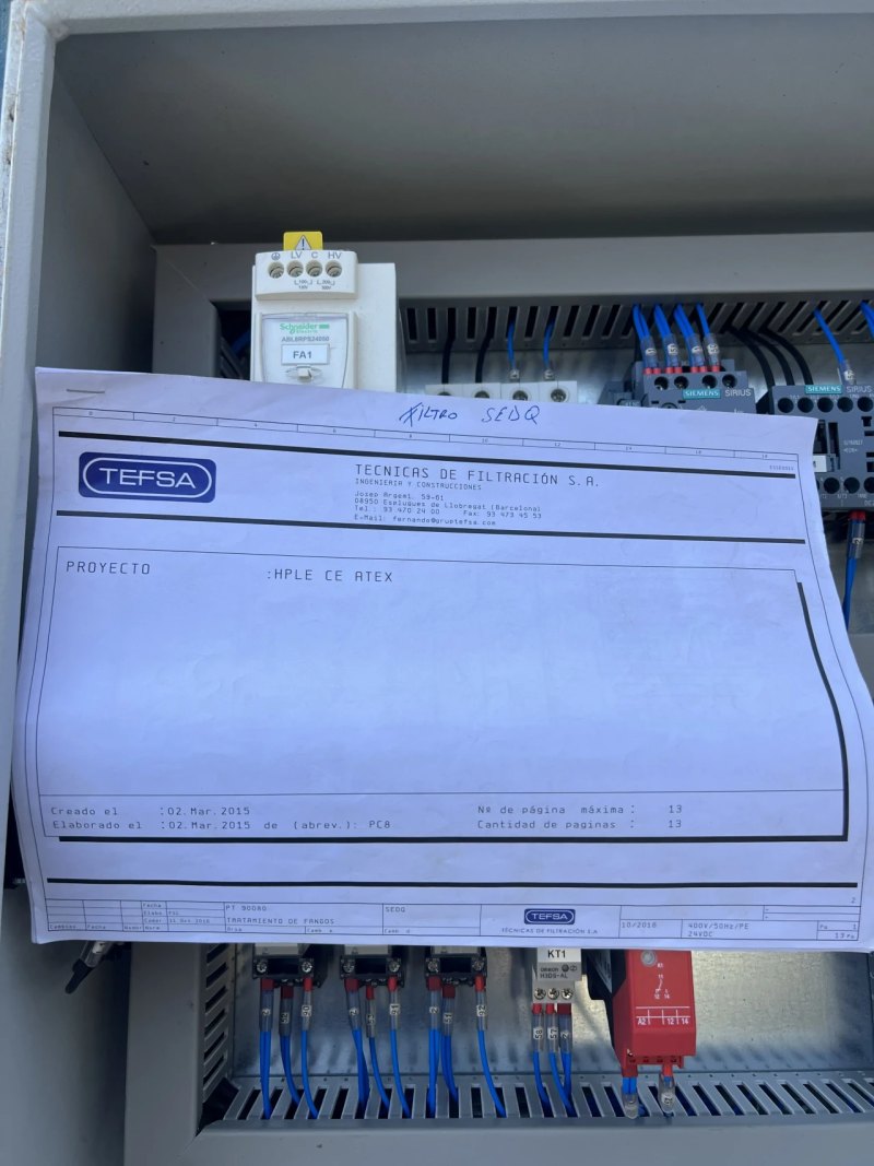 TEFSA HPLE 3.3 M² ATEX FILTER PRESS