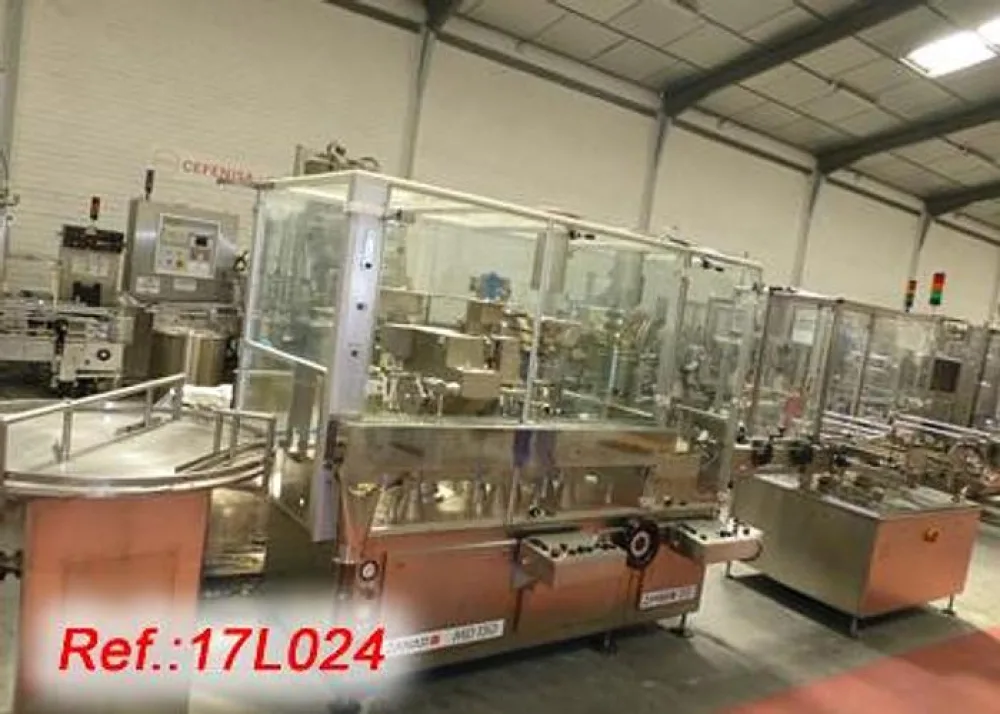 LÍNEA DE LLENADO DE VIALES DE POLVO Y LÍQUIDOS “ZANASI” MD-150 EN ACERO INOXIDABLE CON TAPONADO Y CAPSULADO