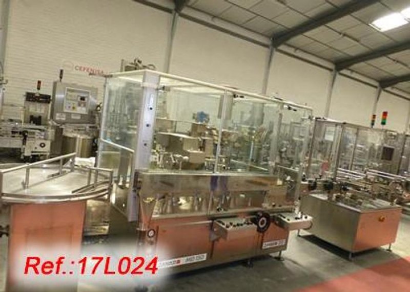 LÍNEA DE LLENADO DE VIALES DE POLVO Y LÍQUIDOS “ZANASI” MD-150 EN ACERO INOXIDABLE CON TAPONADO Y CAPSULADO