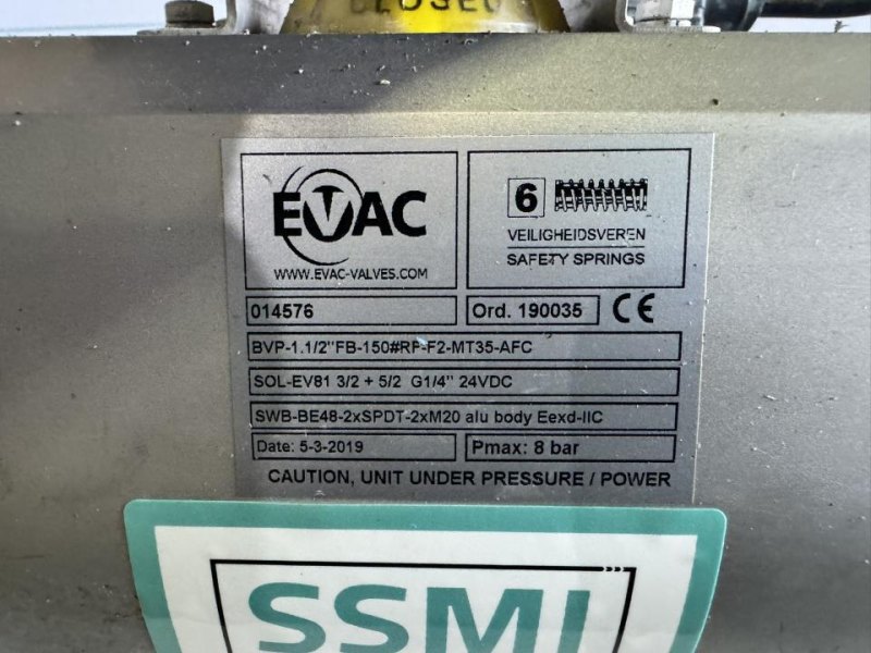 2019 EVAC / Max-Air Pneumatically Actuated Ball Valve Assembly