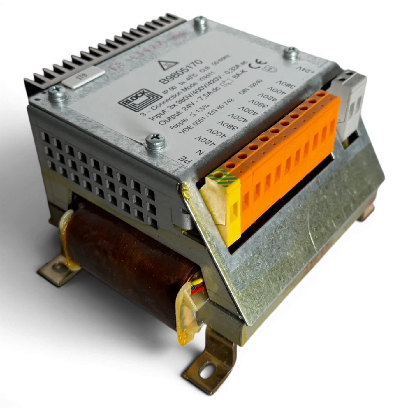 BLOCK Dreiphasen-Steuertransformator 24V DC 7,5A Art.-Nr. B9805170 - 2