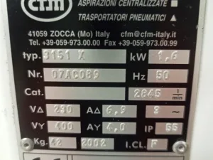 ASPIRATORE INDUSTRIALE PER POLVERI – CFM – MOD. 3151 X