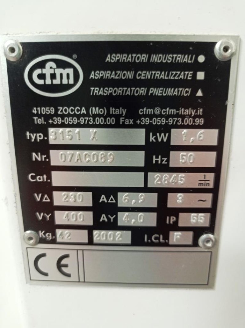 ASPIRATORE INDUSTRIALE PER POLVERI – CFM – MOD. 3151 X