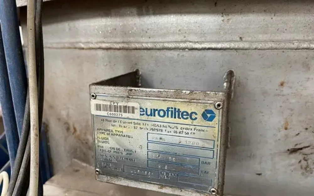 USED EUROFILTEC MONO 1200 STAINLESS STEEL NUCHA FILTER 1.2 M2