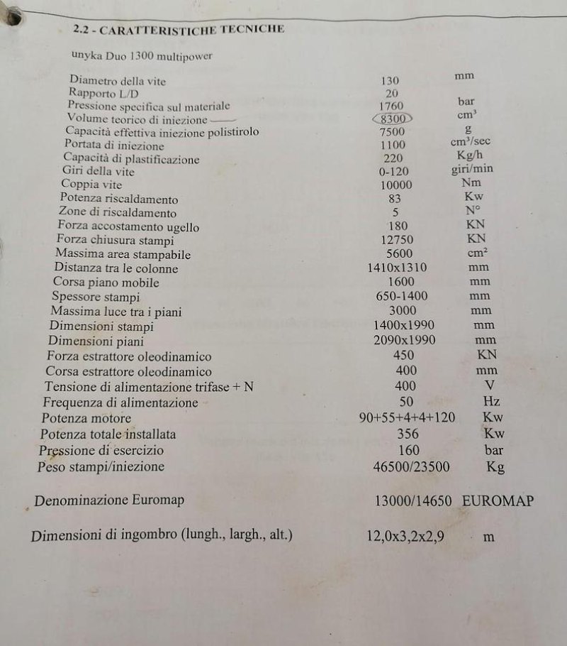 2013 PLASTIC METAL UNIKA DUO 1300 IN0163