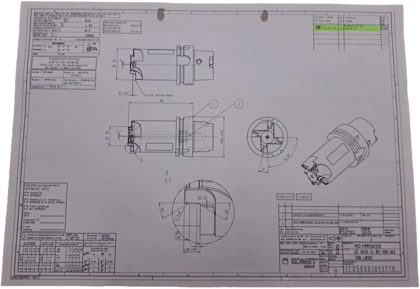 Komet PKD Formfräser Ø30/50 Z4 IKS HSK-A63 - 2