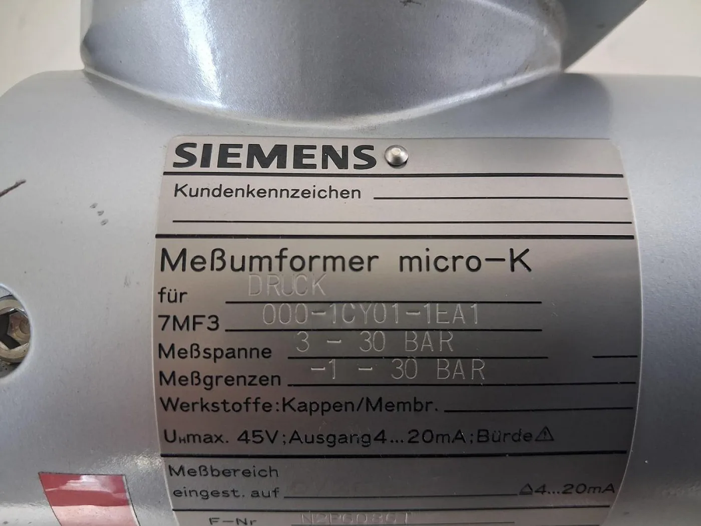 Siemens micro-K 7MF3000-1CY01-1EA1 Druckmessumformer - 4
