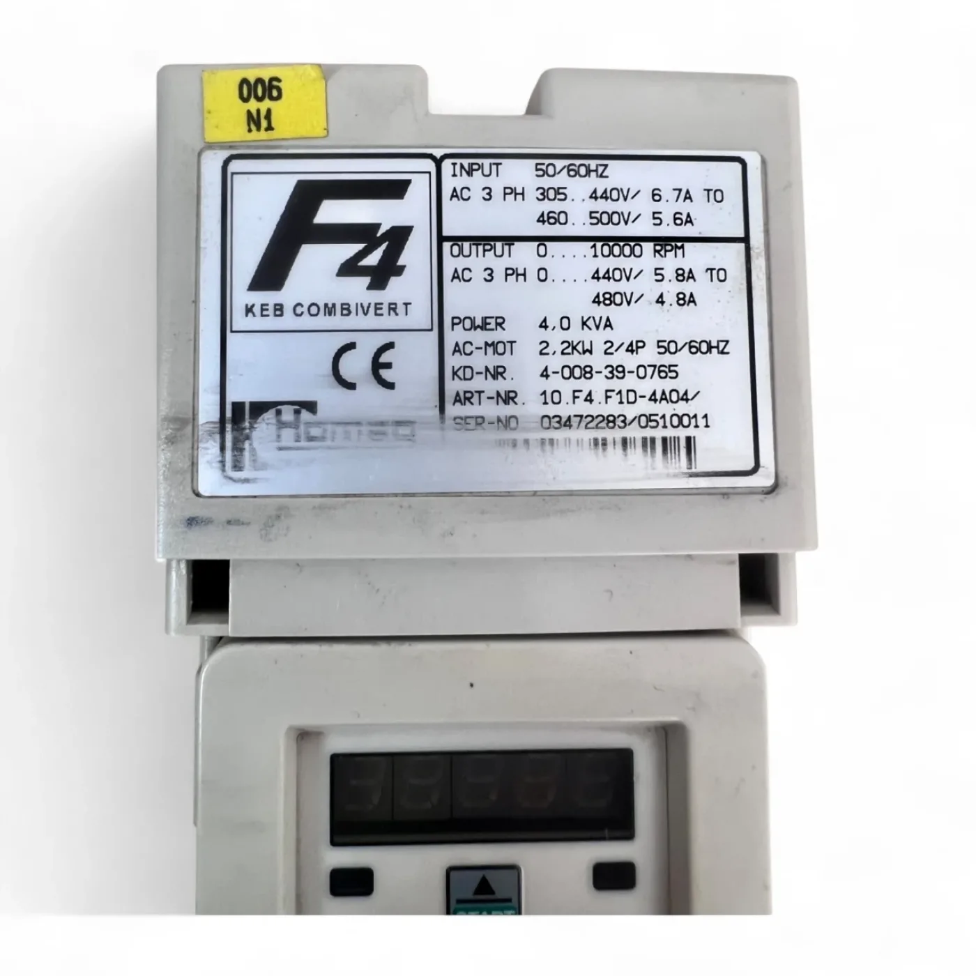 KEB COMBIVERT F4 Frequenzumrichter 10.F4.F1D-4040/Z 2.2 kW 4.0 kVA Motorleistung mit RS232-Toslink Modul - 6