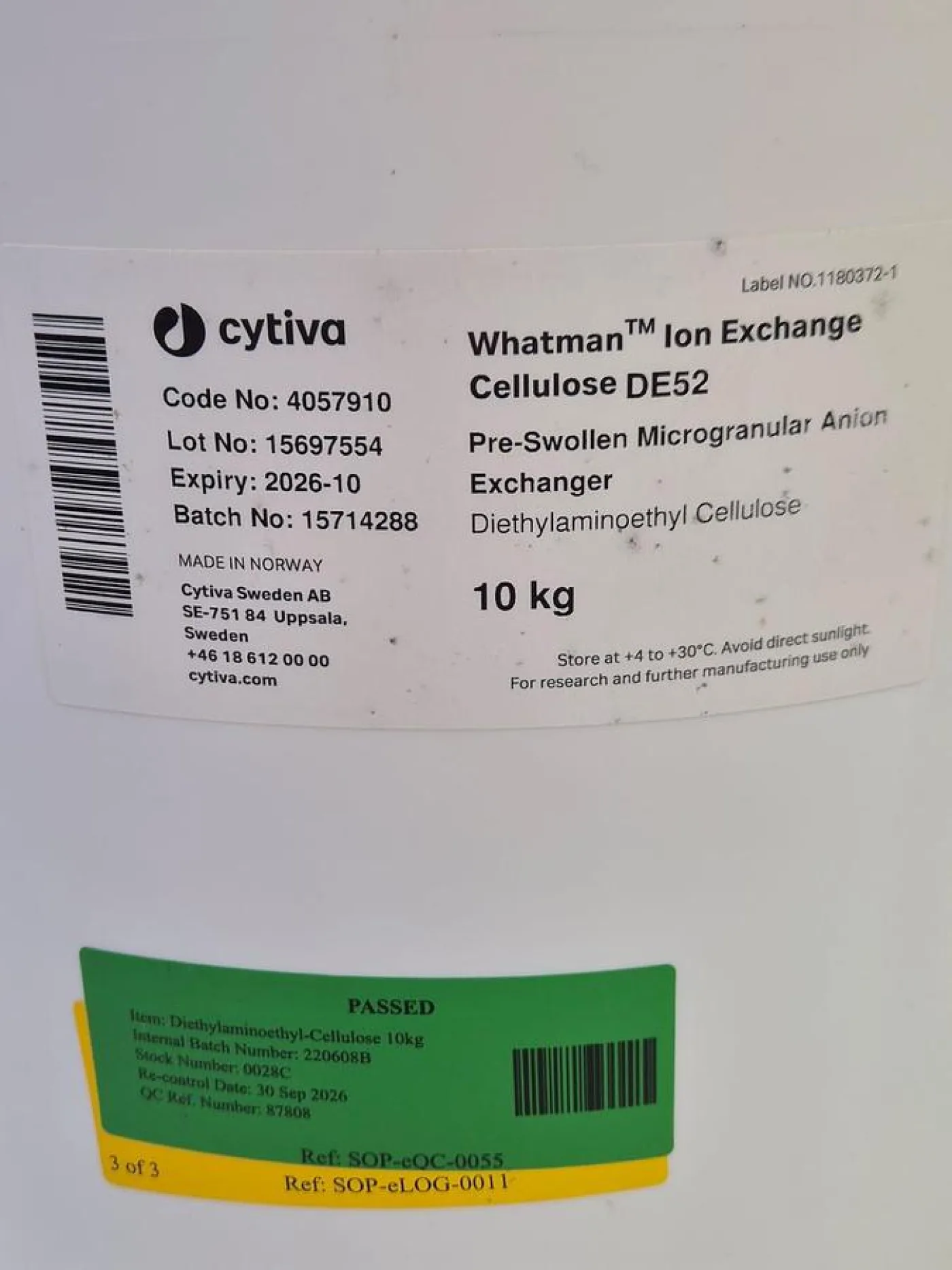 Cytiva DE52 10 kg Whatman Ion Exchange Diethylaminoethyl Cellulose - 6