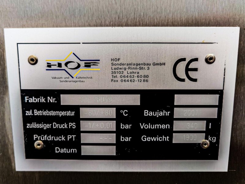 Hof Vakuum- und Kaltetechnik vacuum dryer - Freeze dryer