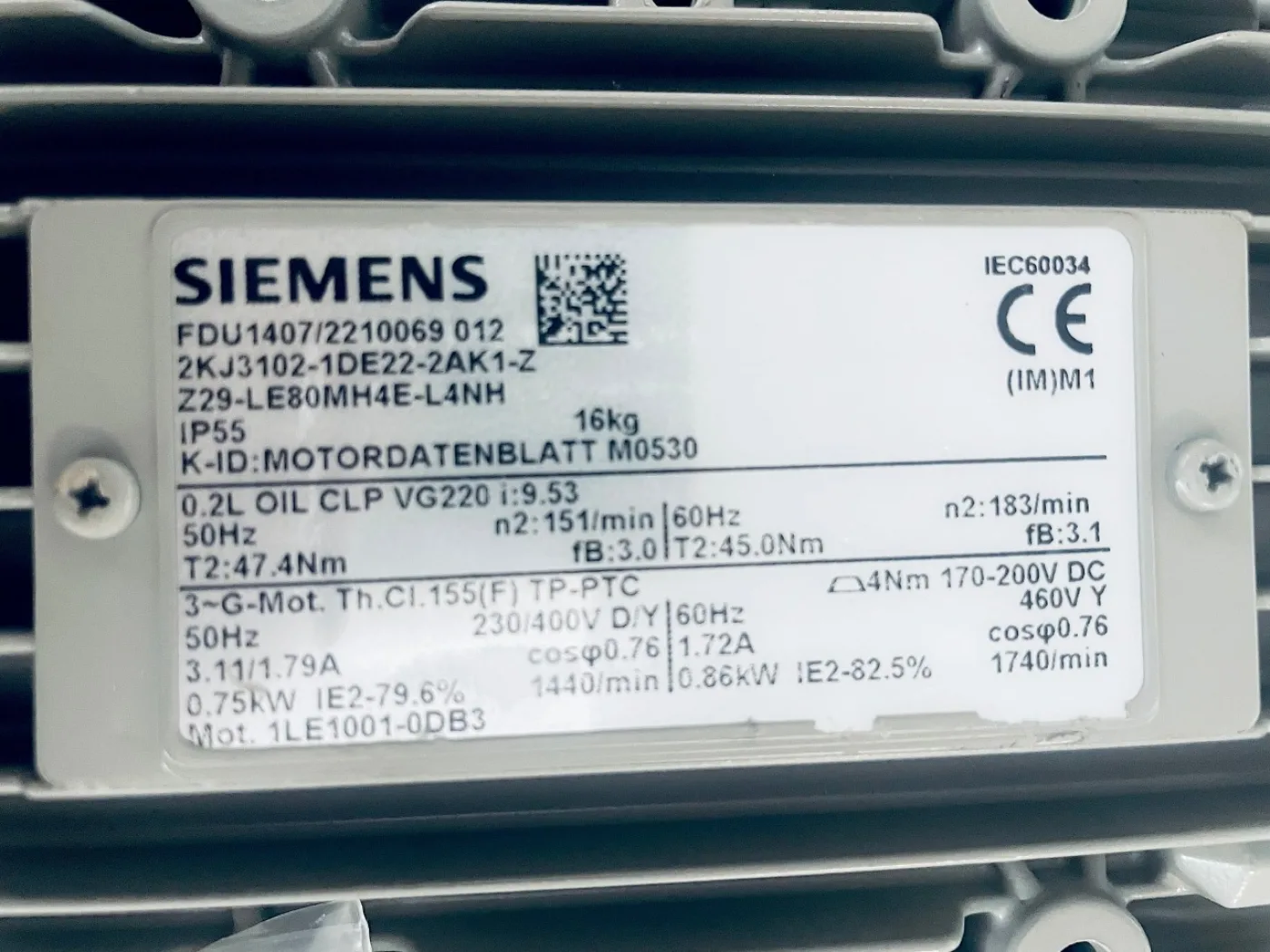 Siemens Getriebemotor Z29-LE80MH4E-L4NH FDU1407/2210069 012 - 6