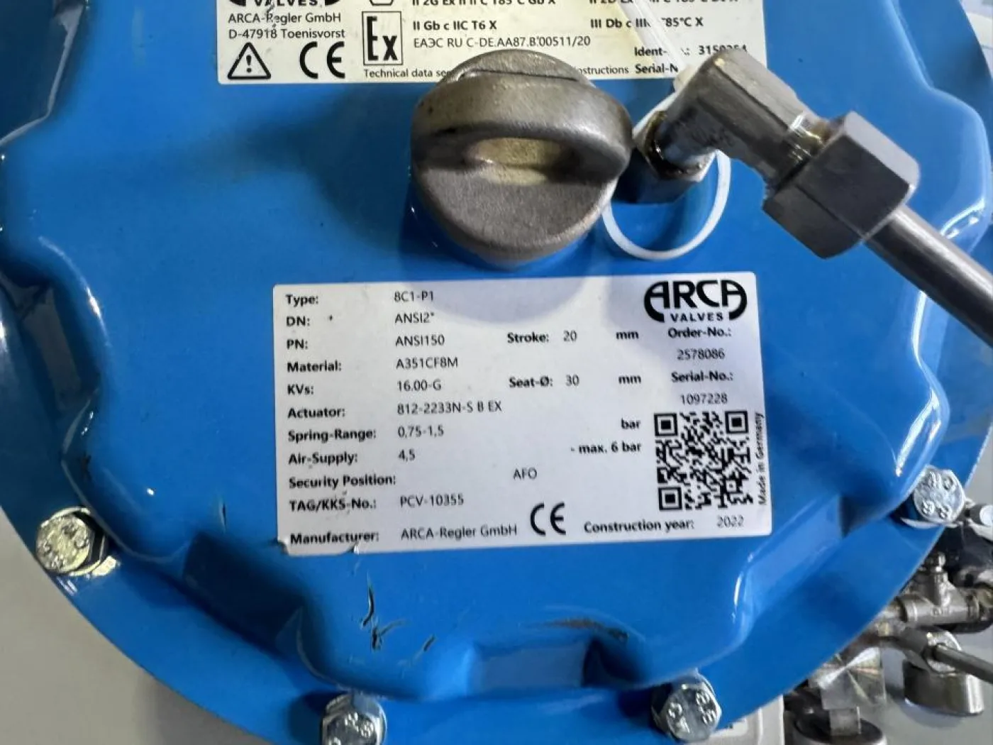 2022 ARCA-Regler GmbH Pneumatic Globe Control Valve Assembly (2" ANSI 150) - 8