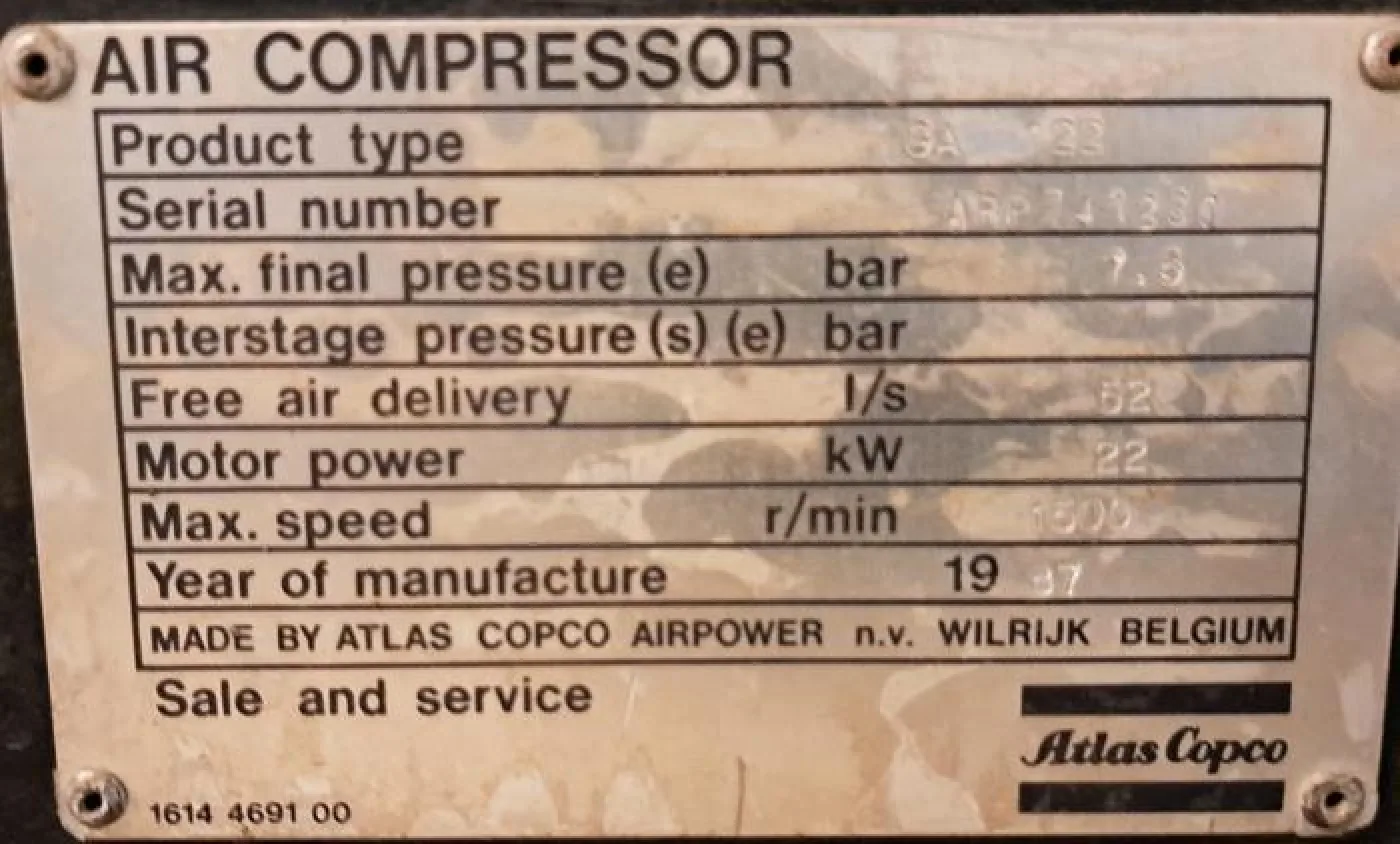 Compressor Atlas Copco GA 122 - 3
