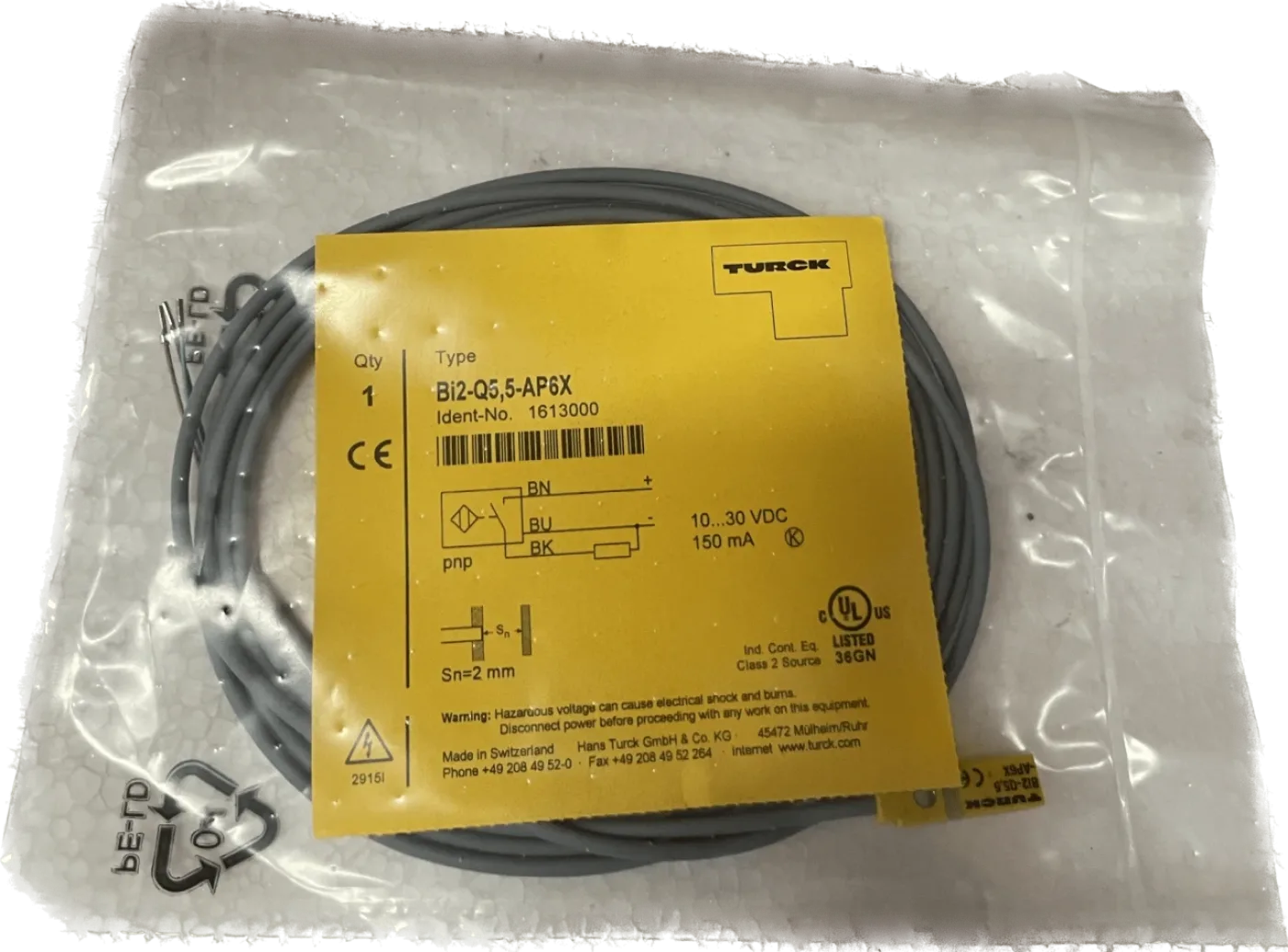 Turck Inductive Sensor 1613000/ Bi2-Q5,5-AP6X - 1