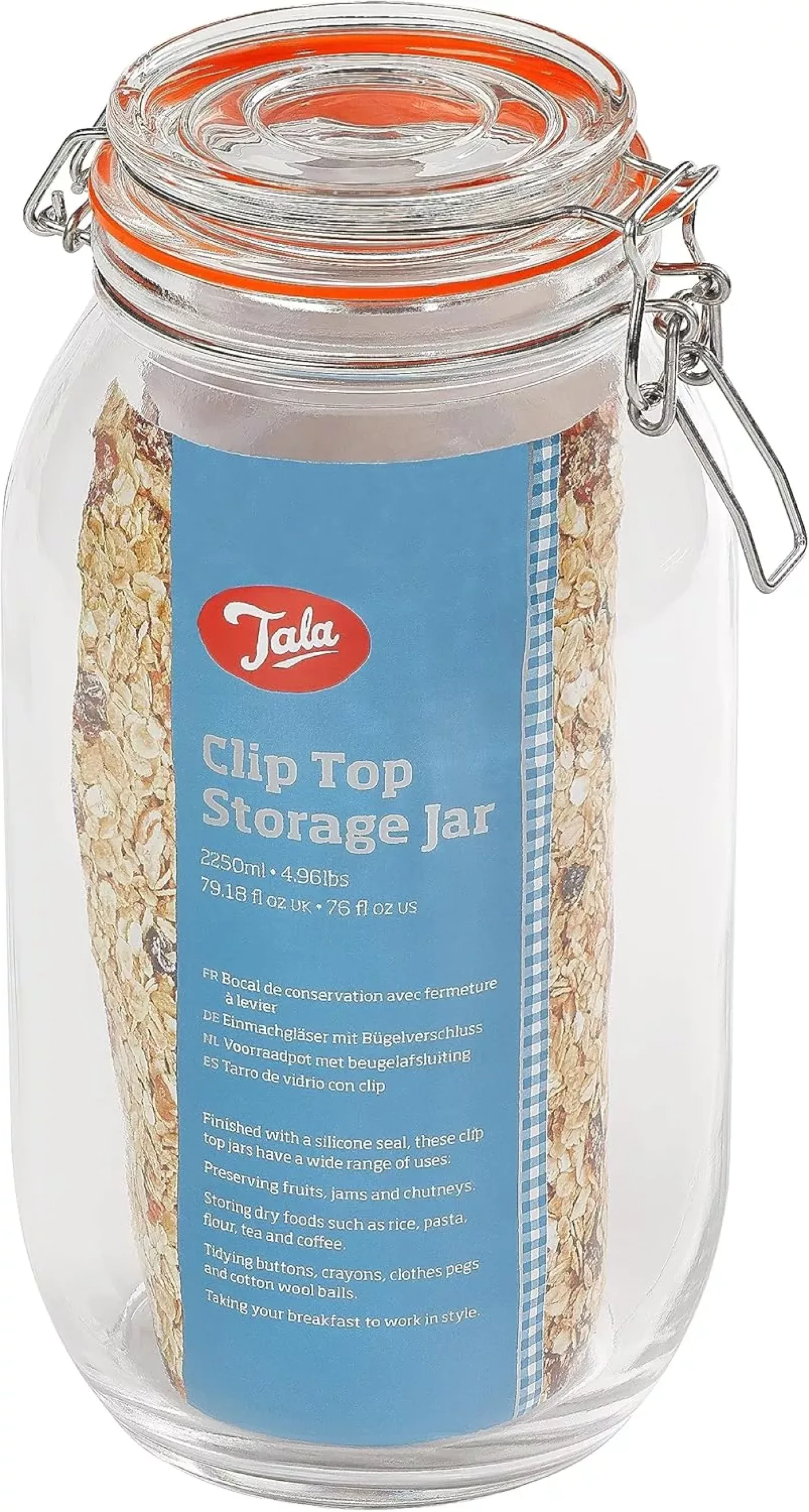 Tala Lever Arm Jar – 2100 ml (4.63 lb) Capacity, Pack of 6 - islandcatering - 1
