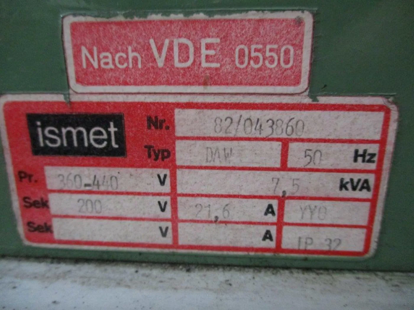 7,5 kVA JUNG / ISMET 1982 - 5