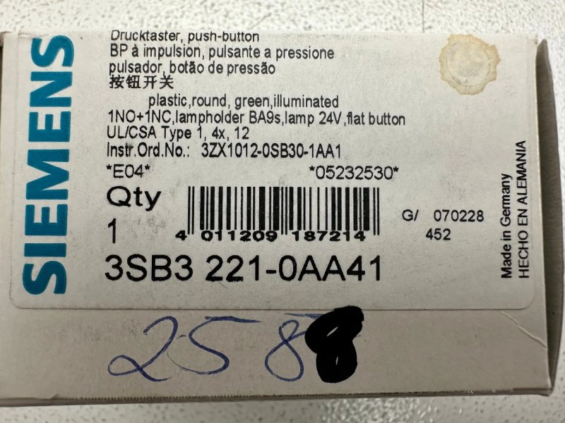 Siemens Leuchtdrucktaster, 22mm, Rund 3SB3221-0AA41