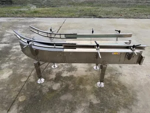 CHAIN RETURN ROLLER CONVEYOR WITH CURVE IN STAINLESS STEEL, SECOND HAND EQUIPMENT