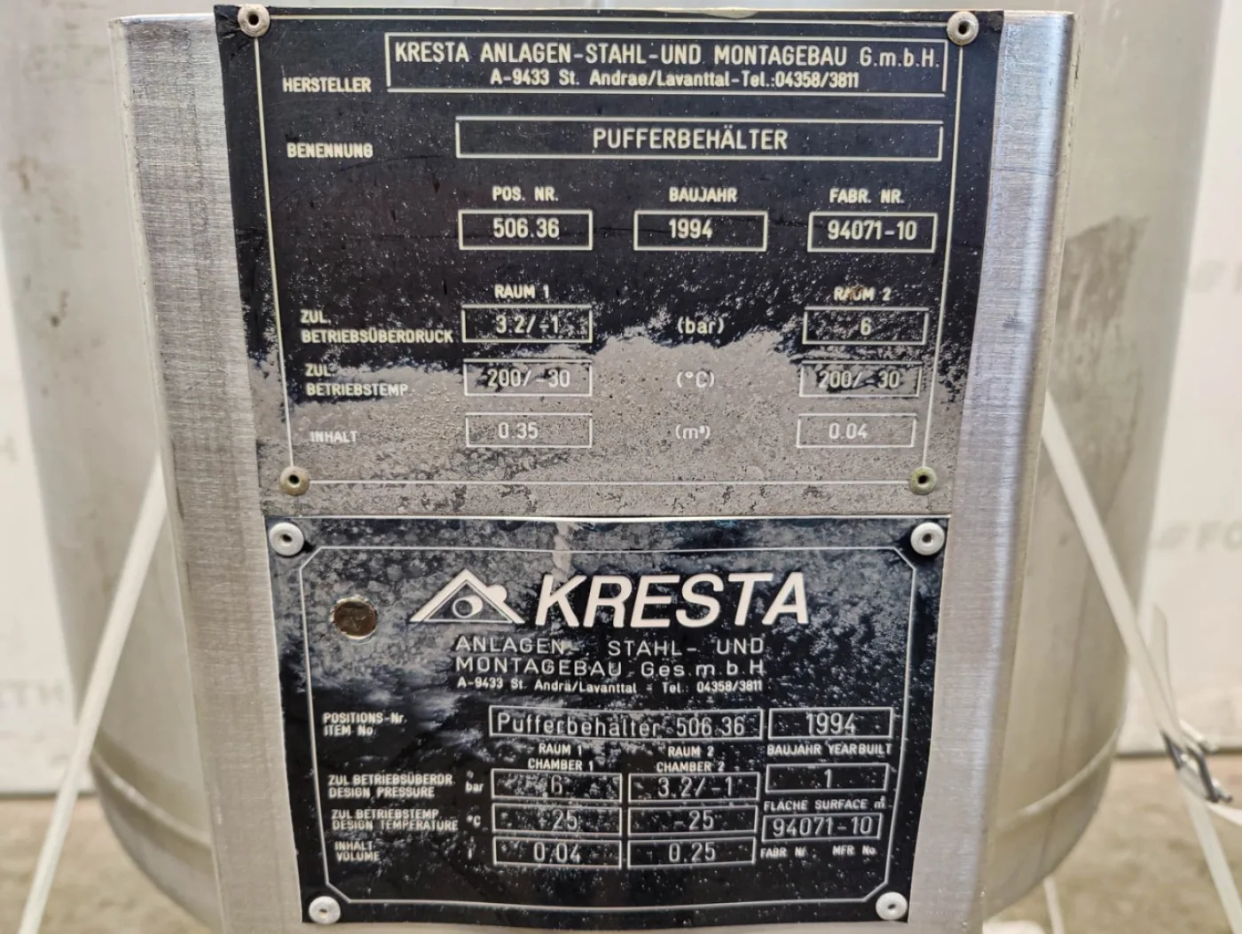 Kresta 350 Ltr. - Pressure vessel - 8