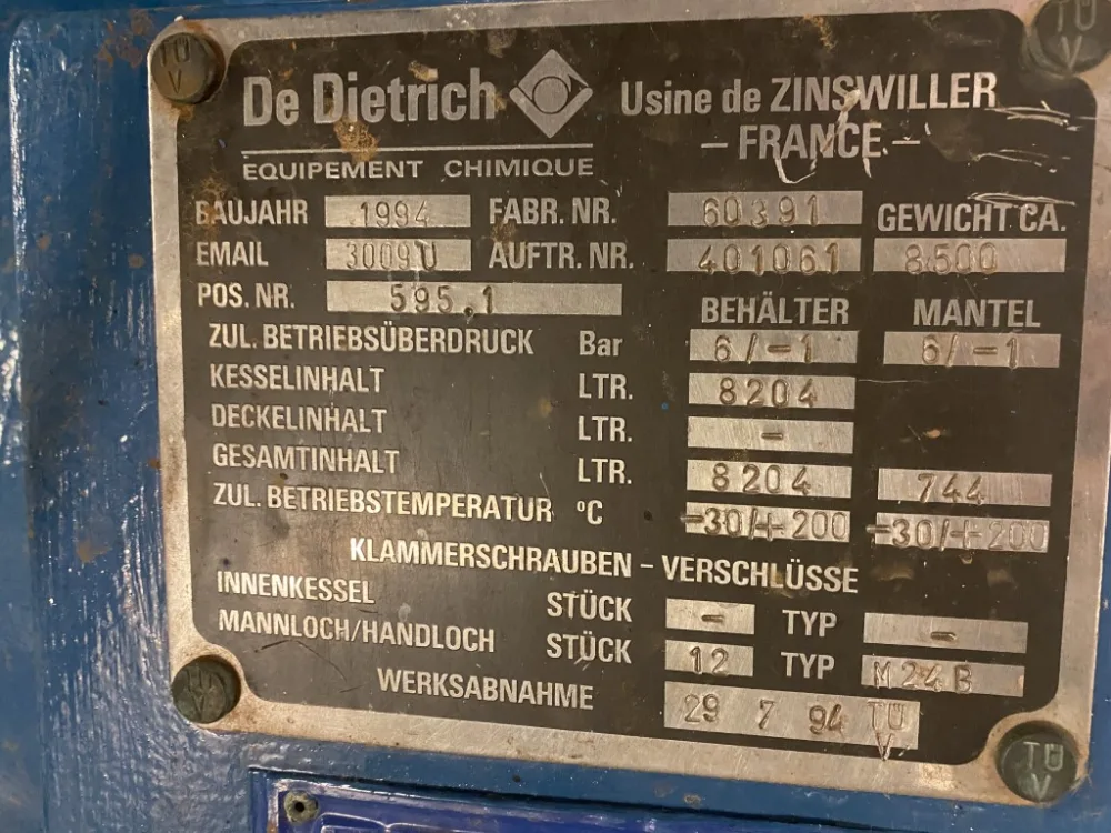 De Dietrich BE6300 - Glass-lined Reactor