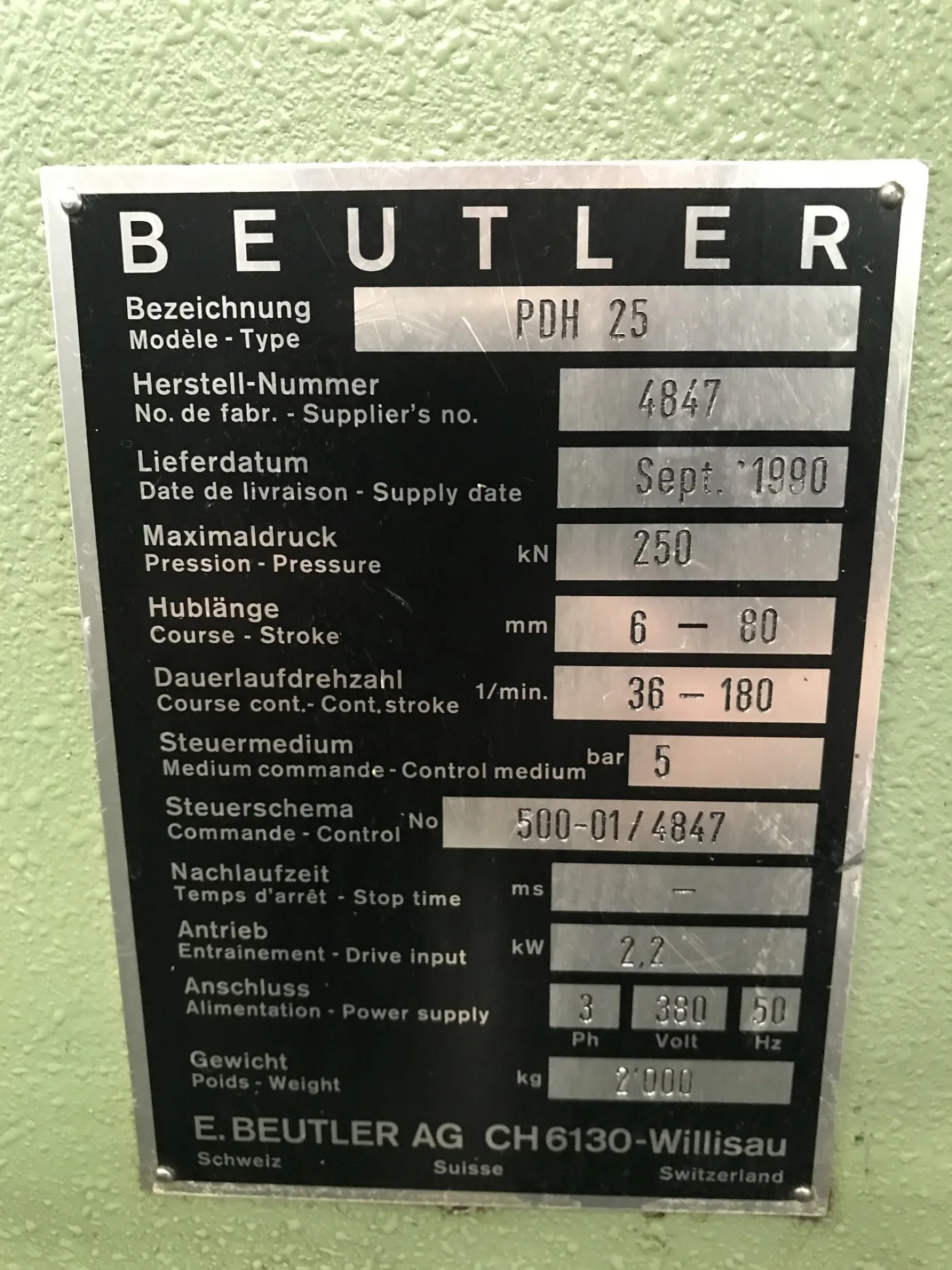 PRESSE “BEUTLER” TYPE PDH-25 - 7