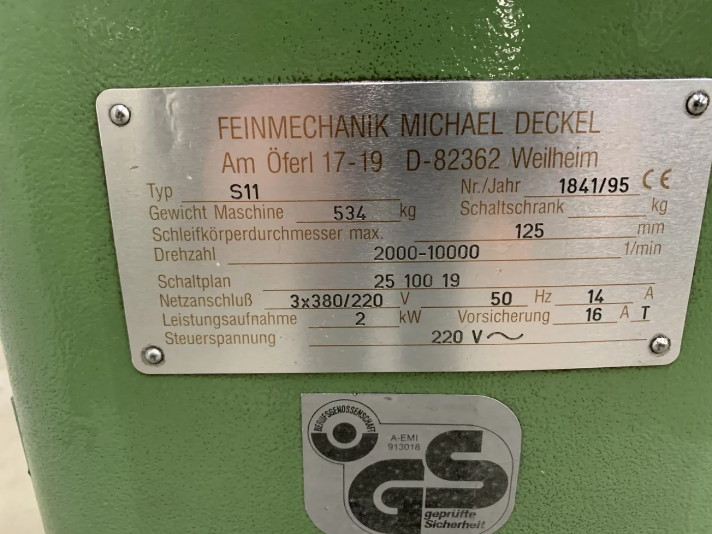 SCHLEIFMASCHINE “DECKEL” TYP S-11 - 7
