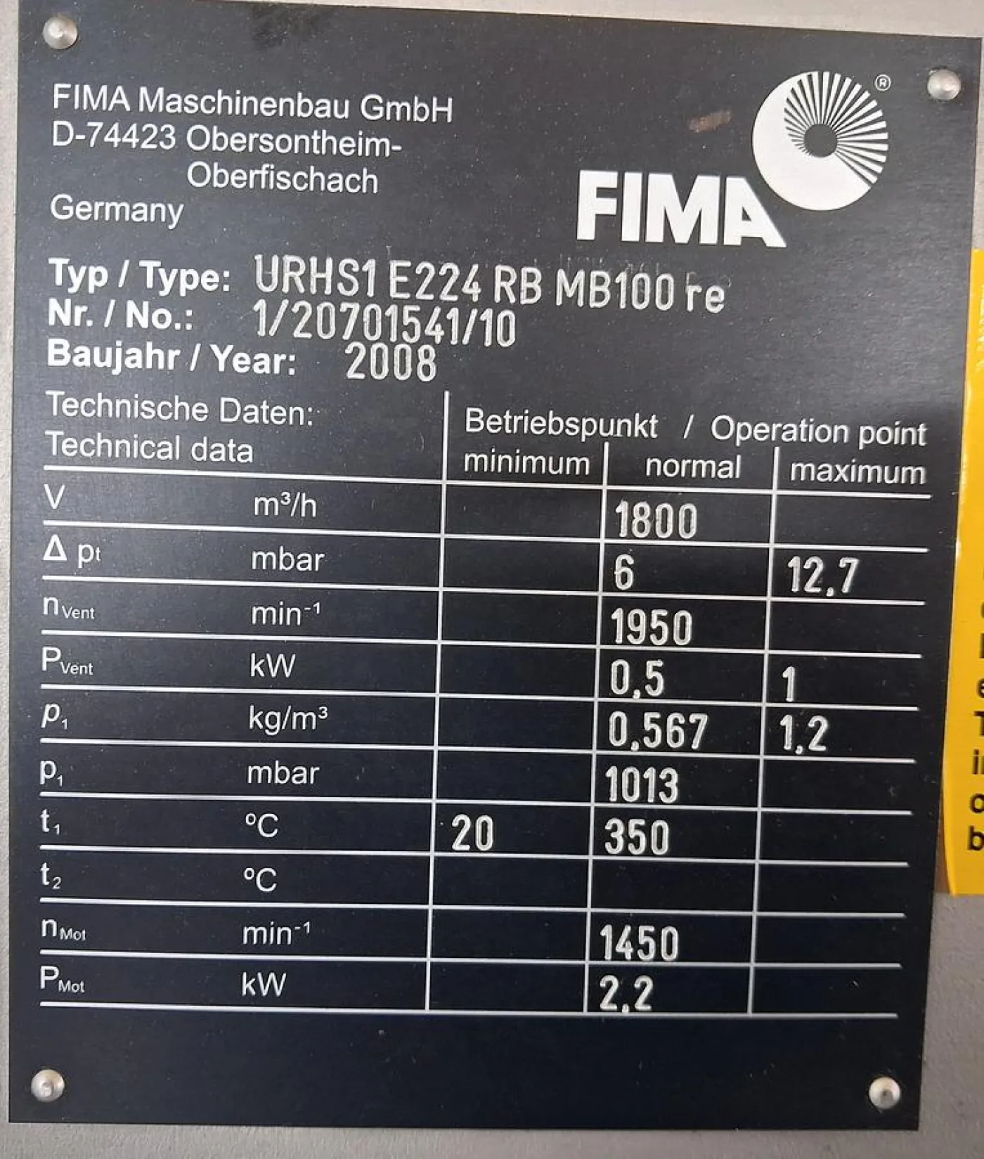 FIMA VRHS1 E224 RB MB100 re Radialventilator | Baujahr 2008 - 3