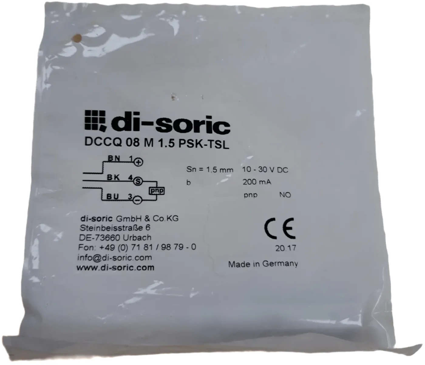 Di-soric DCCQ 08 M 1.5 PSK-TSL Induktiver Näherungssensor INS Standard - 1