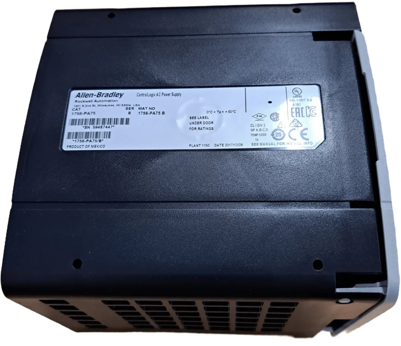Allen Bradley ControlLogix Rack Mount Power Supply 85-265V AC / 5V @ 13A 1756-PA75B - 4