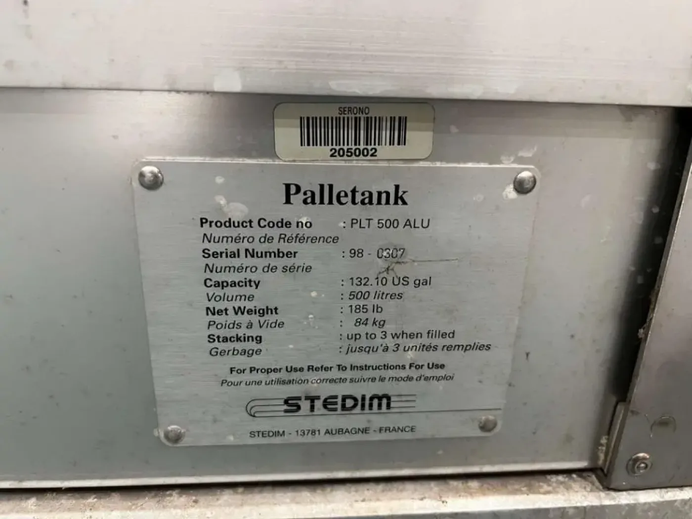 USED STEDIM PLT 500 ALU REMOVABLE DRAWER 500 LITERS - 3