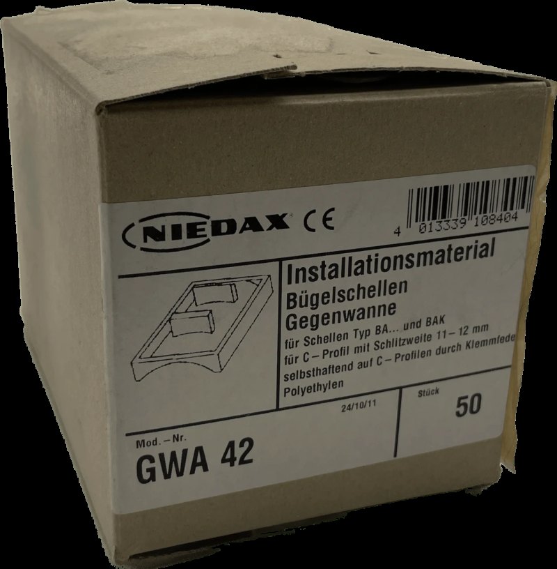 NIEDAX GWA42 Gegenwanne Hammerfuß-Bügelschelle