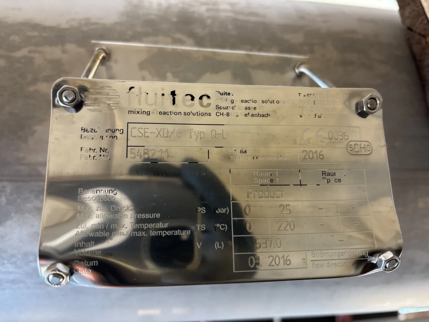 Fluitec Mischer Mikromakro CSE-X/6 Typ Q-L - Stainless Steel Reactor - 3