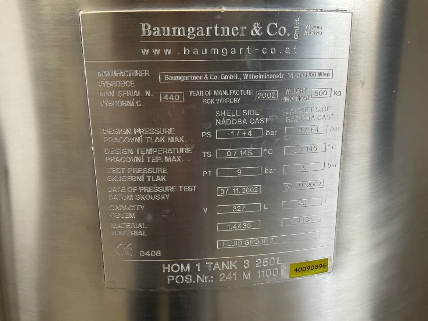 Baumgartner 250 L - Pressure vessel - 7
