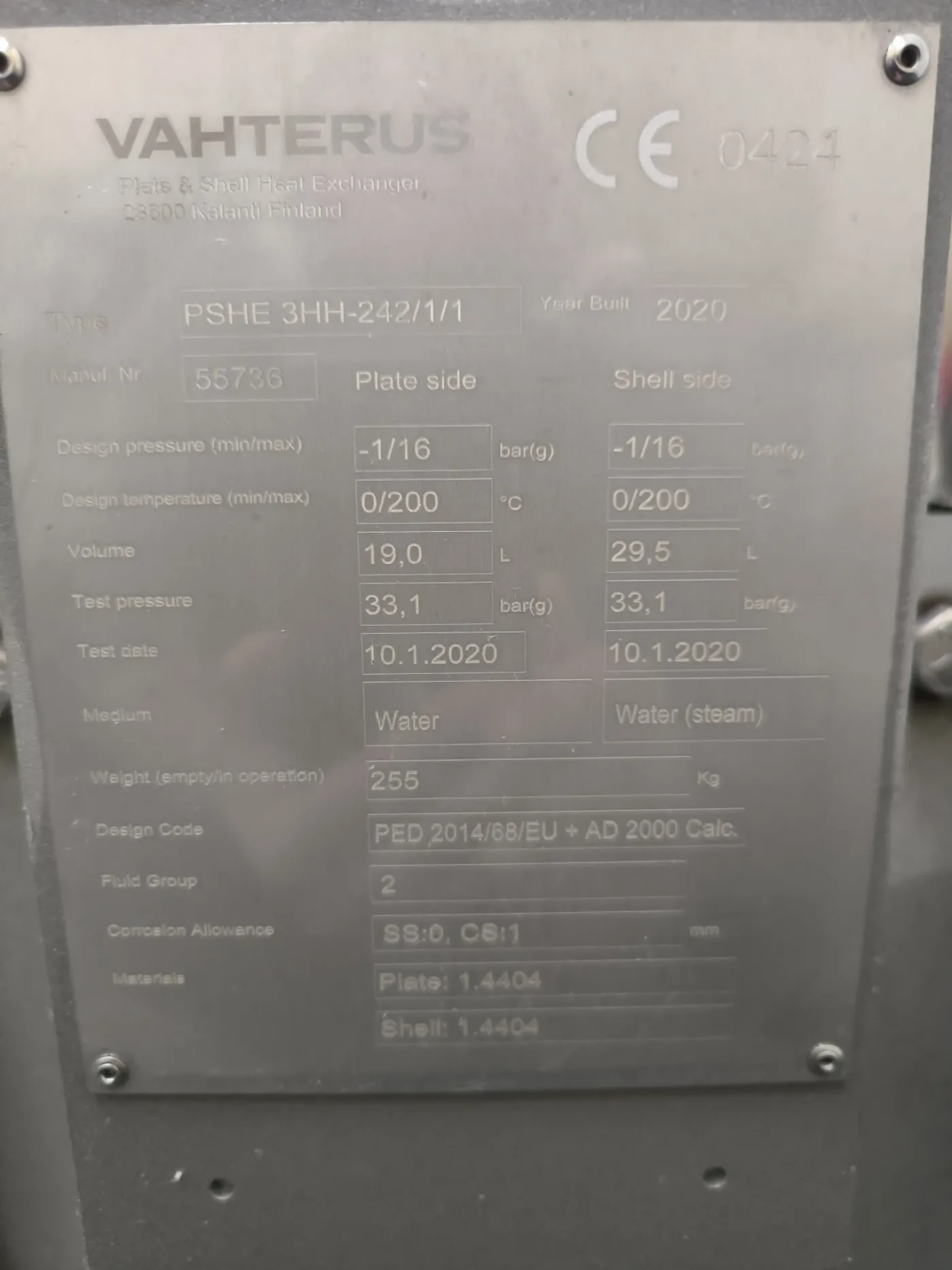 HEAT EXCHANGER VAHTERUS PSHE 3HH 242/1/1 INSULATED - 7