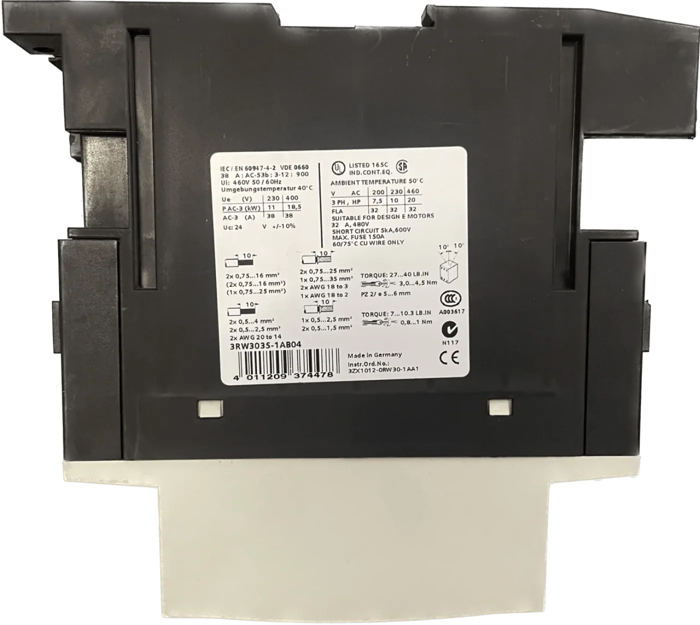 Siemens SIRIUS SANFTSTARTER 3RW3035-1AB04 - 2