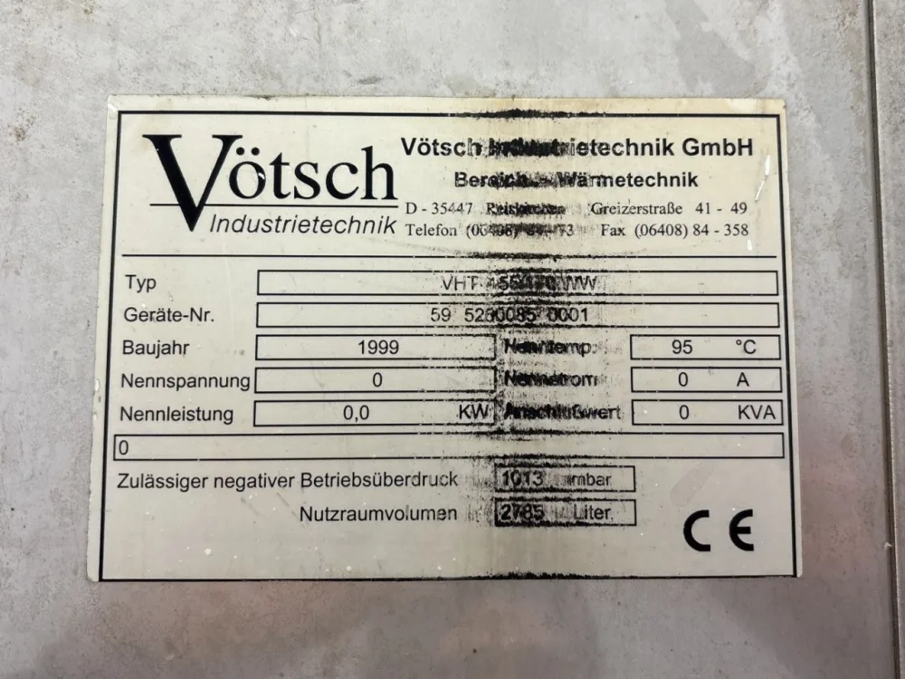 Vötsch VHT 155/170 WW (vacuum, 22 m2) - Tray dryer